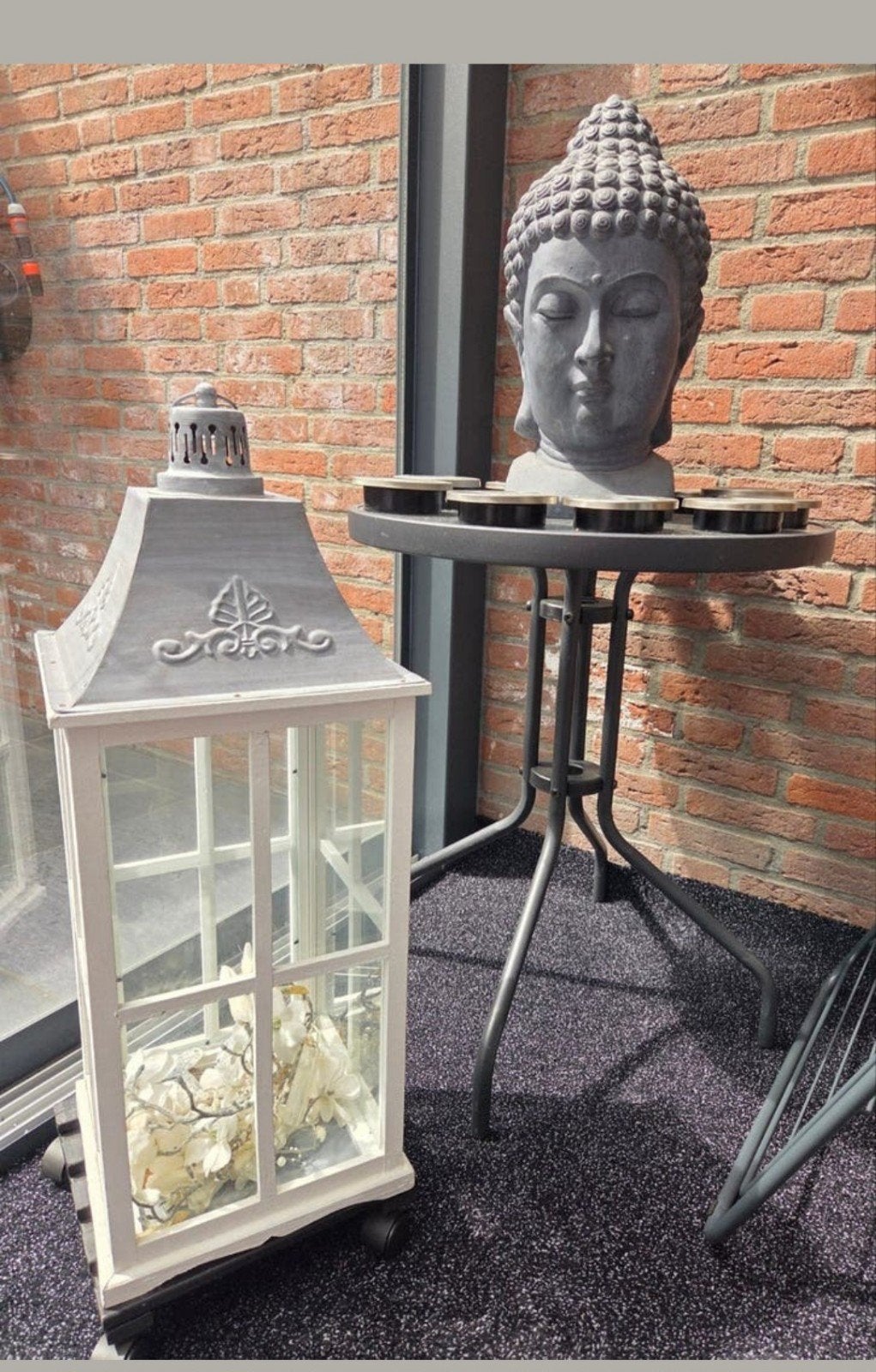 Windlicht 73cm hoog, Ophalen of Verzenden, Zo goed als nieuw, Metaal, 50 tot 75 cm