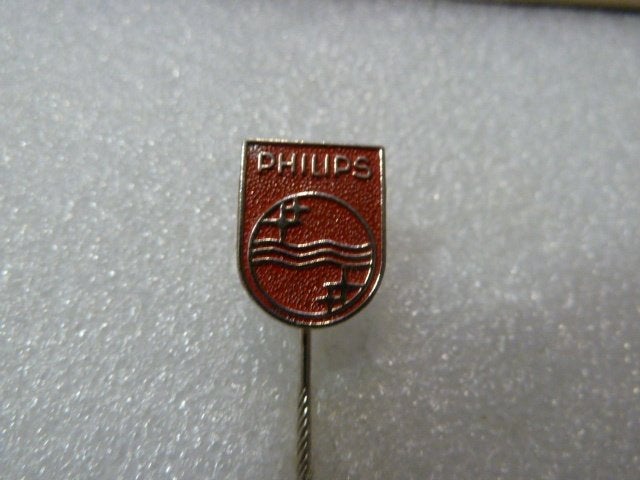 Vintage Philips Speldje - Rood Emaille Logo, Ophalen of Verzenden, Gebruikt, Merk, Speldje of Pin