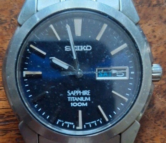 Seiko Sapphire Titanium 100M Herenhorloge, Gebruikt, Polshorloge, Overige materialen, Ophalen of Verzenden