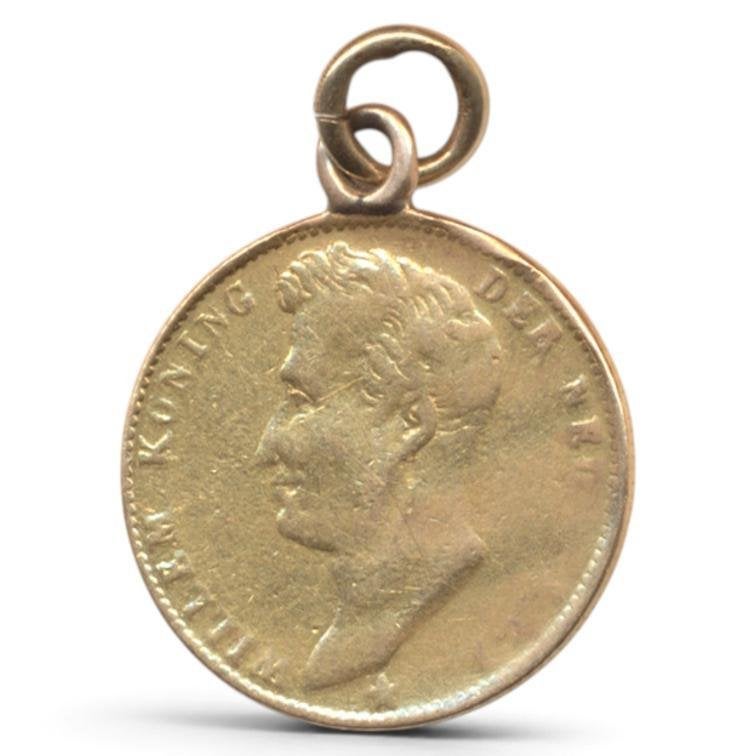 Nederland gouden vijfje 1826 Brussel met hanger, Ophalen of Verzenden, Goud