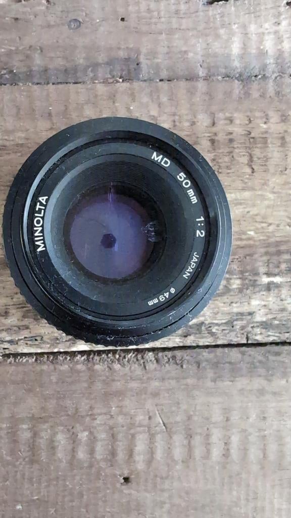 Minolta MD 50mm 1:2 lens, Ophalen of Verzenden, Gebruikt, Standaardlens