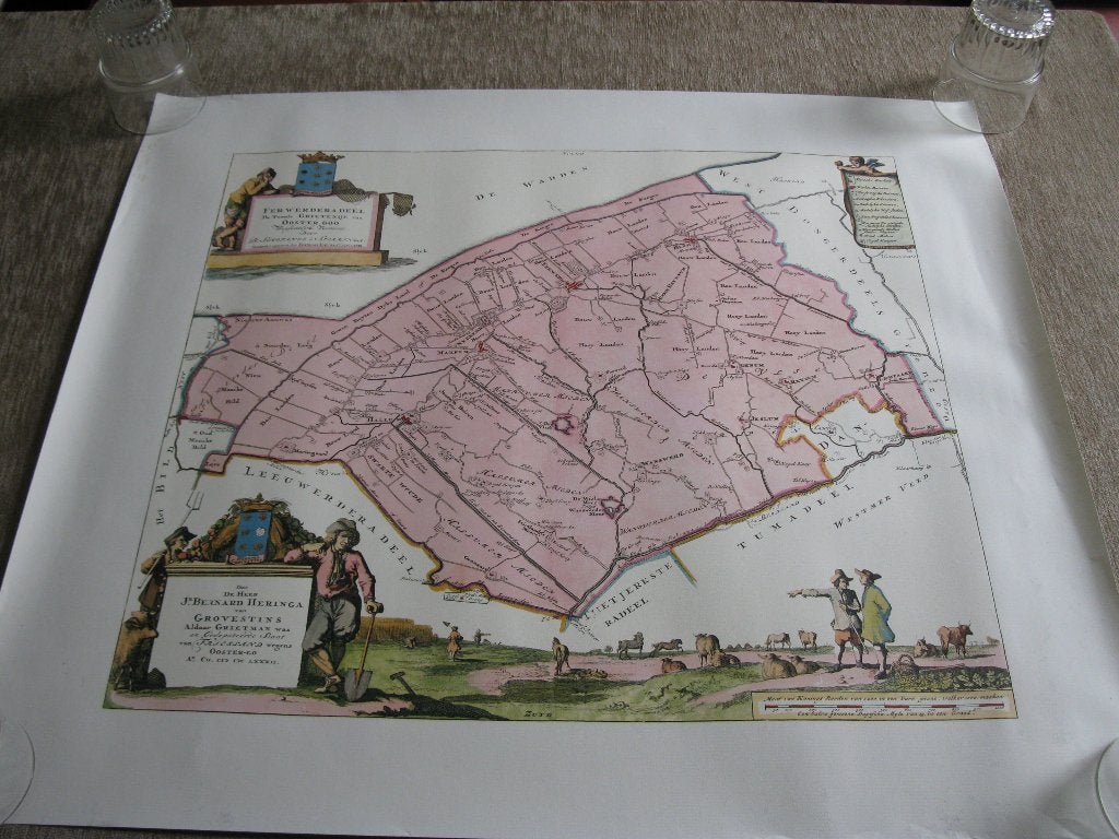 Kaart Ferwerderadiel. Grietenijkaart van Schotanus 1682/1718, Ophalen of Verzenden, 1800 tot 2000, Nederland, Landkaart