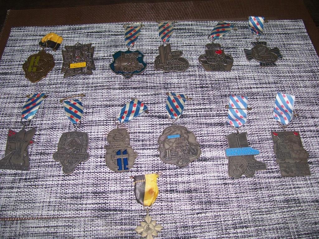 medaille  elfstedentocht bolsward 12x plus 1 kruisje, Ophalen of Verzenden, Overige materialen, Nederland