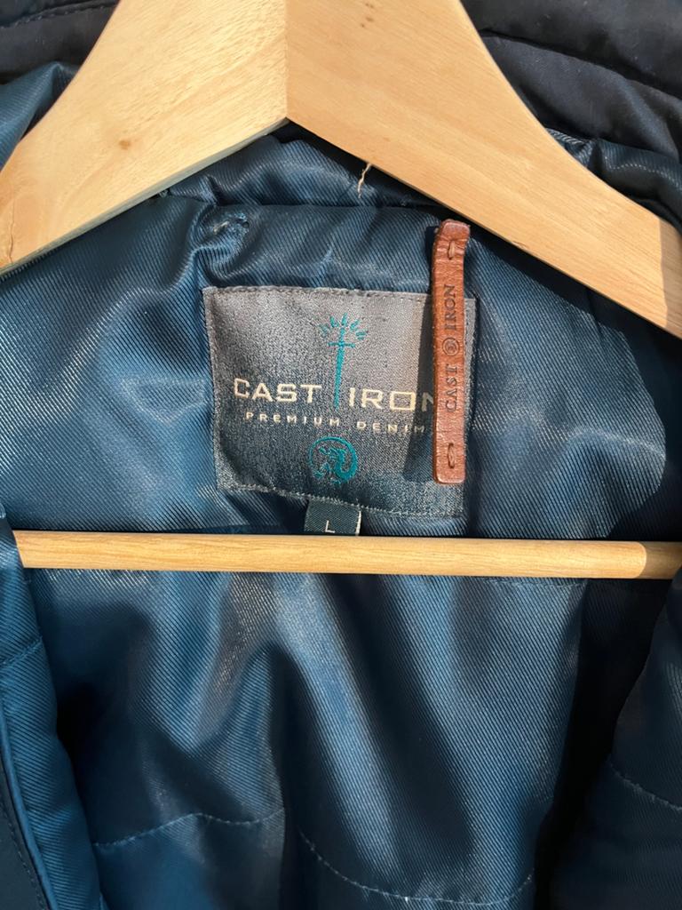 Cast Iron Jas Donkerblauw - Maat L, Kleding | Heren, Jassen | Winter, Maat 52/54 (L), Blauw, Ophalen of Verzenden, Cast Iron