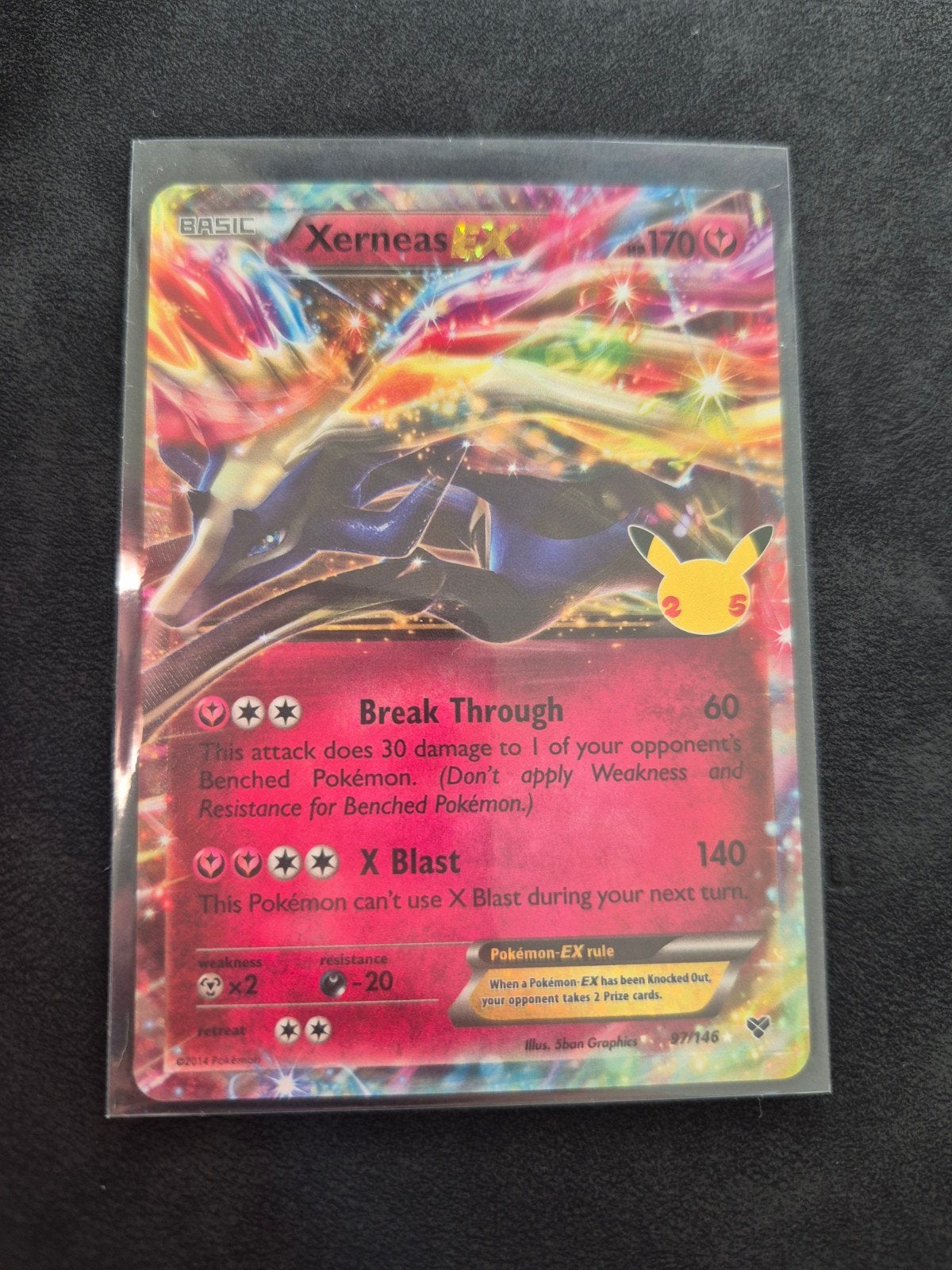 Pokémon Xerneas EX Celebrations 25th Anniversary Kaart, Hobby en Vrije tijd, Ophalen of Verzenden, Zo goed als nieuw, Losse kaart
