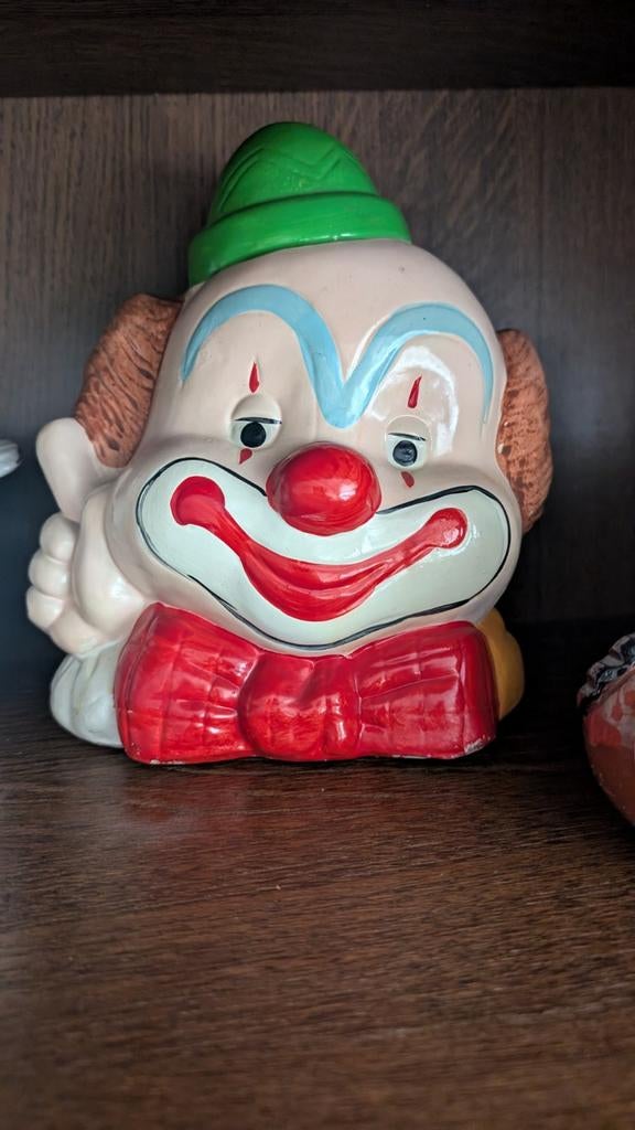 Groot Porseleinen Spaarvarken Clown - 25cm Hoog, Ophalen of Verzenden