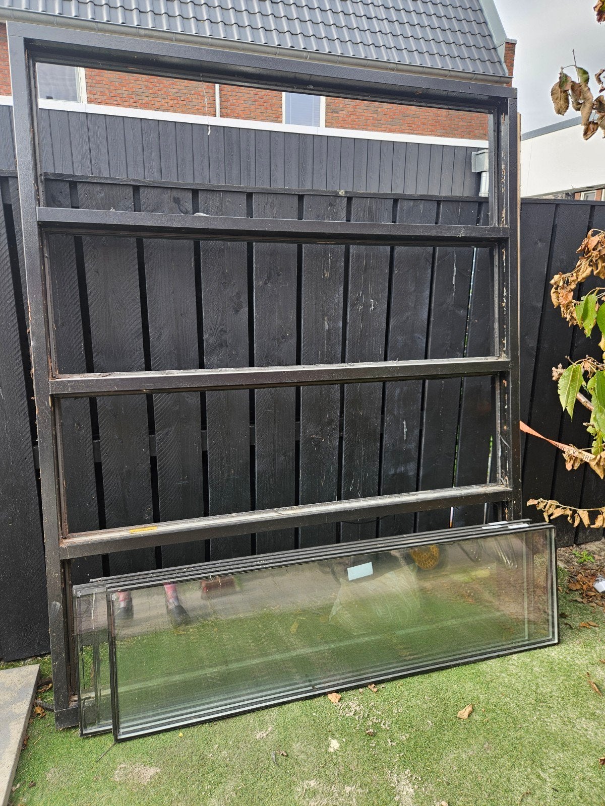 4x HR+ ruiten in kozijn (5 jaar oud), Ophalen, Gevelraam of Ruit, Gebruikt, 160 cm of meer
