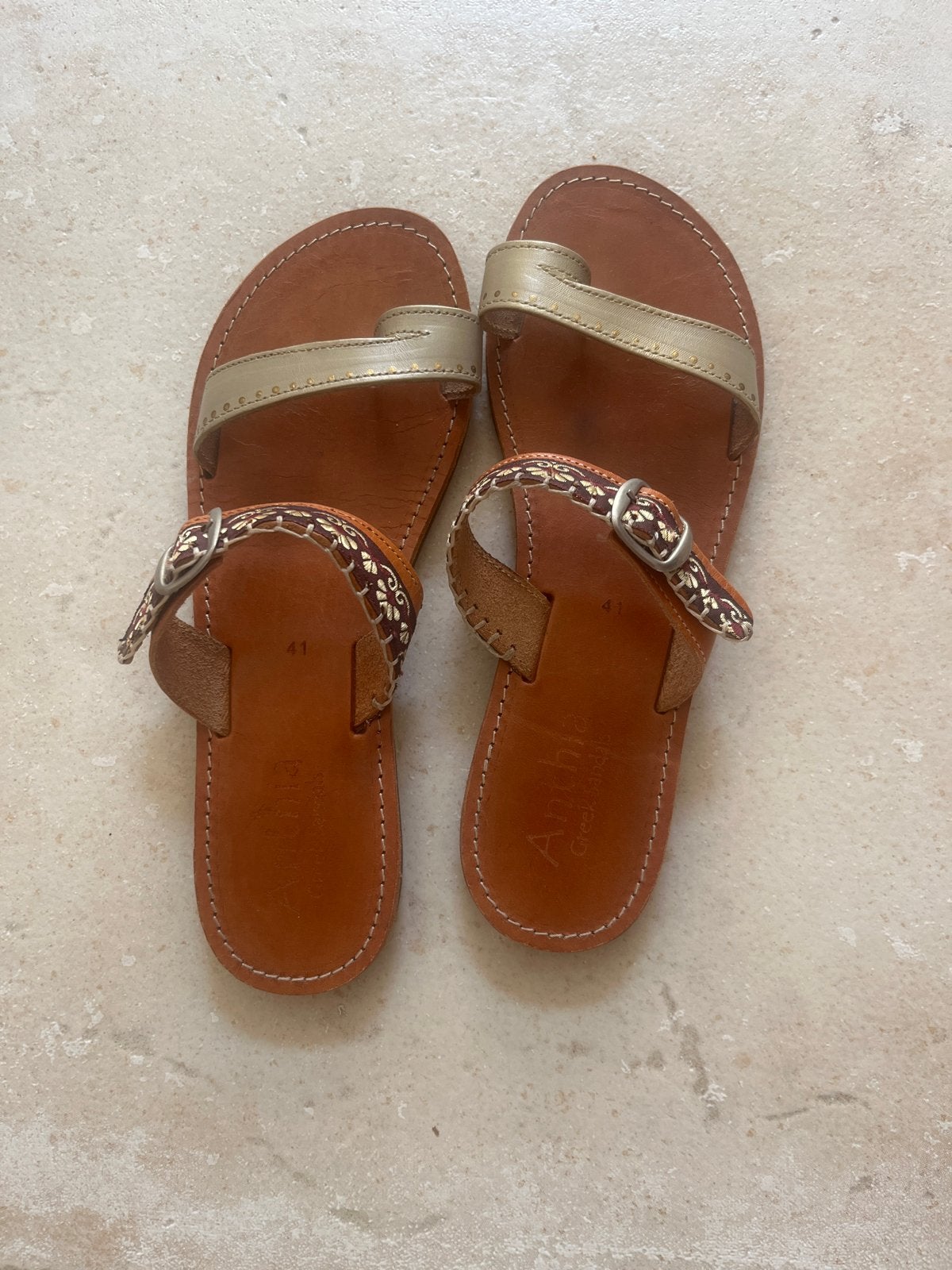 Anthla Griekse Sandalen Maat 40/41 - Zo goed als nieuw, Ophalen of Verzenden, Zo goed als nieuw, Bruin, Sandalen of Muiltjes