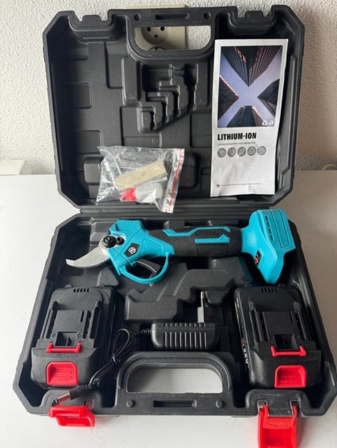 Elektrische snoeischaar met 2 accu's in een koffer, Tuin en Terras, Ophalen of Verzenden, Nieuw, Minder dan 20 mm, Onbekend