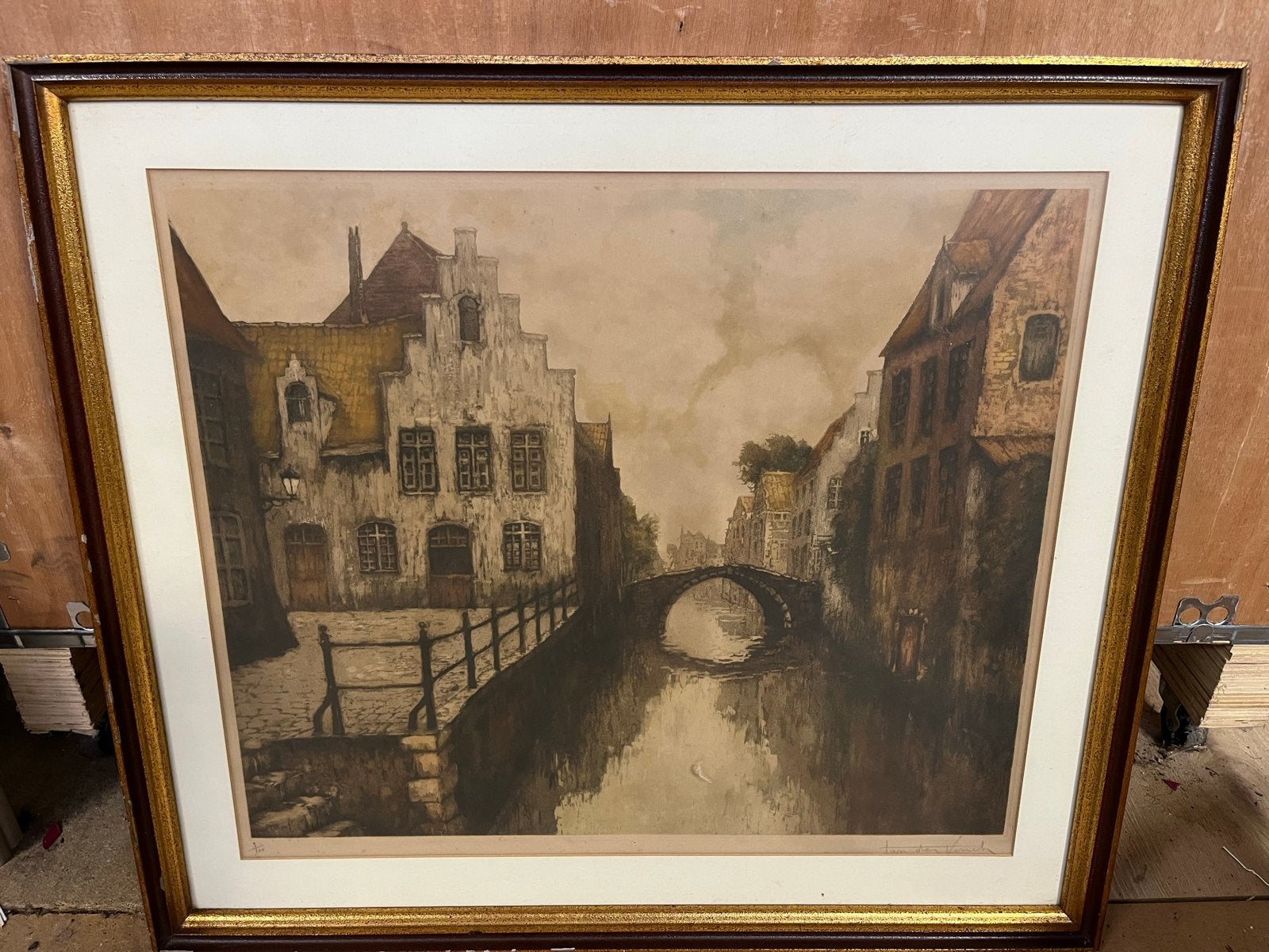 Stadsgezicht Brugge - Ets van Jan van der Vinch, Ets, Stadsgezicht, Ophalen of Verzenden, Gesigneerd