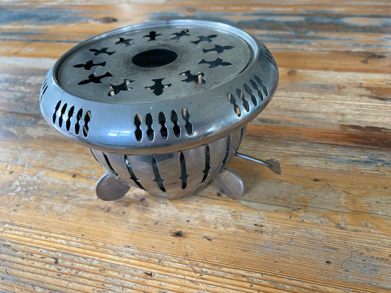 Vintage Rechaud/Theelicht met Olielampje - 14 cm, Ophalen of Verzenden