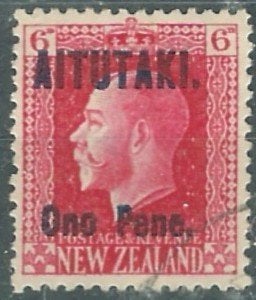 AITUTAKI 1916-17 Ono Pene on 6d. G.V., Michel: 11-A, Gestemp, Verzenden, Gestempeld