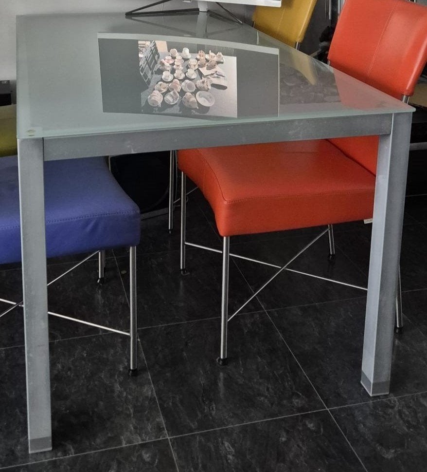 Eettafel Zonder stoelen, Ophalen, Gebruikt, 50 tot 100 cm, Glas