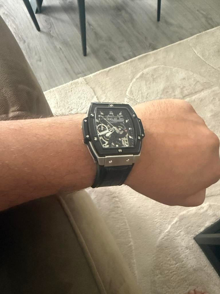 Hublot leren band automaat, Ophalen of Verzenden, Zo goed als nieuw, Leer, Overige merken