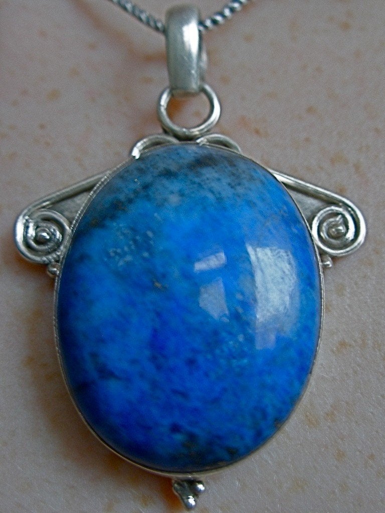 Zilveren 925 zilver kettinghanger grote lapis lazuli pyriet, Nieuw, Met edelsteen, Zilver, Verzenden