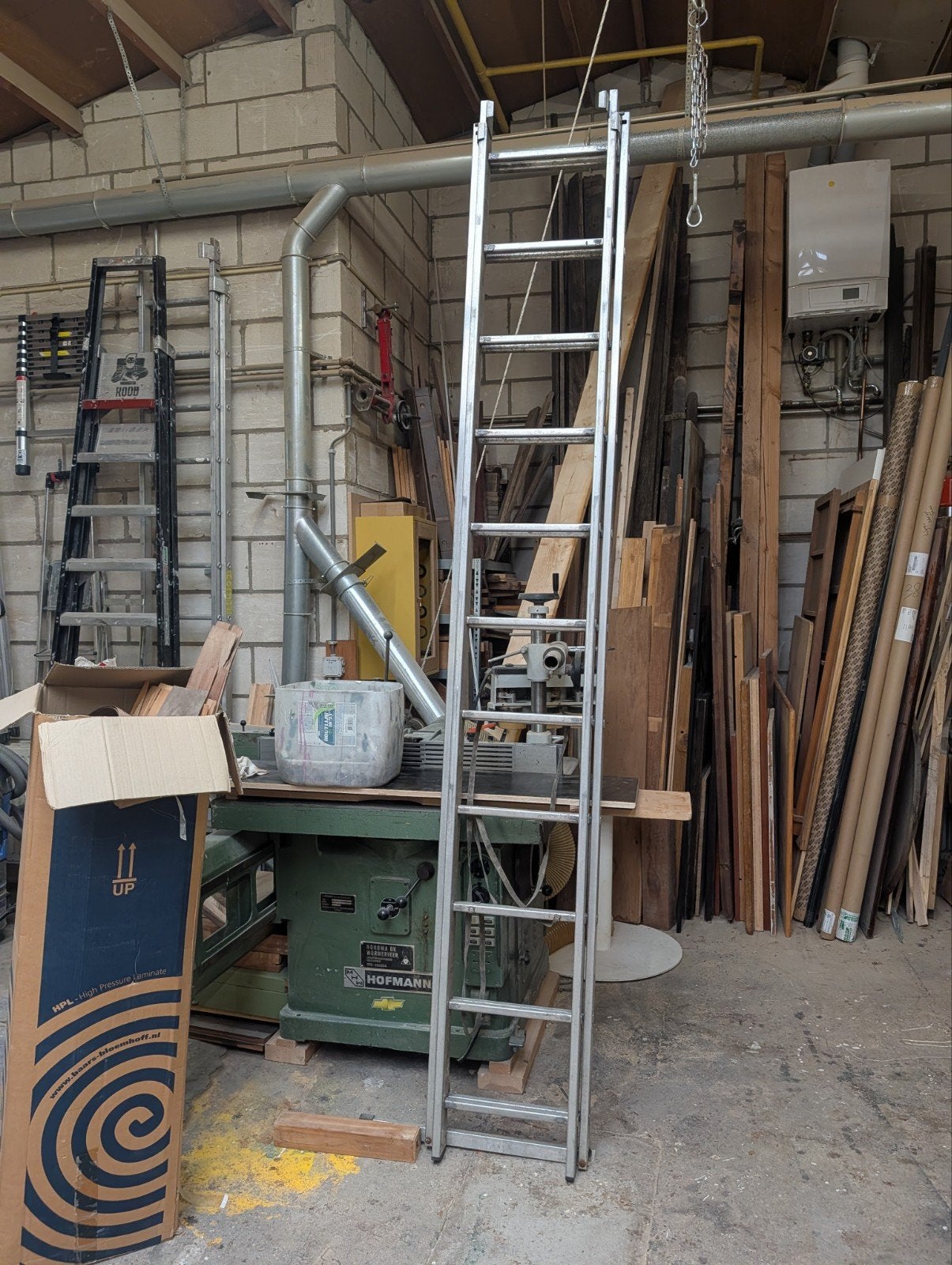 Stevige aluminium ladder, enkel 2.8m, dubbel ca. 5m, Gebruikt, Ophalen of Verzenden, Ladder, Opvouwbaar of Inschuifbaar