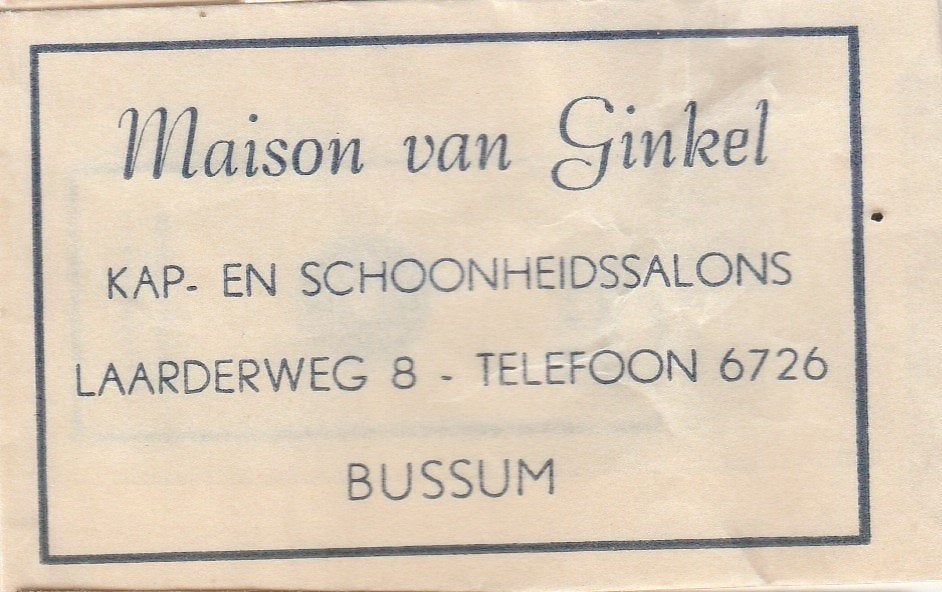maison van Ginkel Laarderweg Bussum - kapsalon, Verzamelen, Suikerzakjes, Ophalen of Verzenden