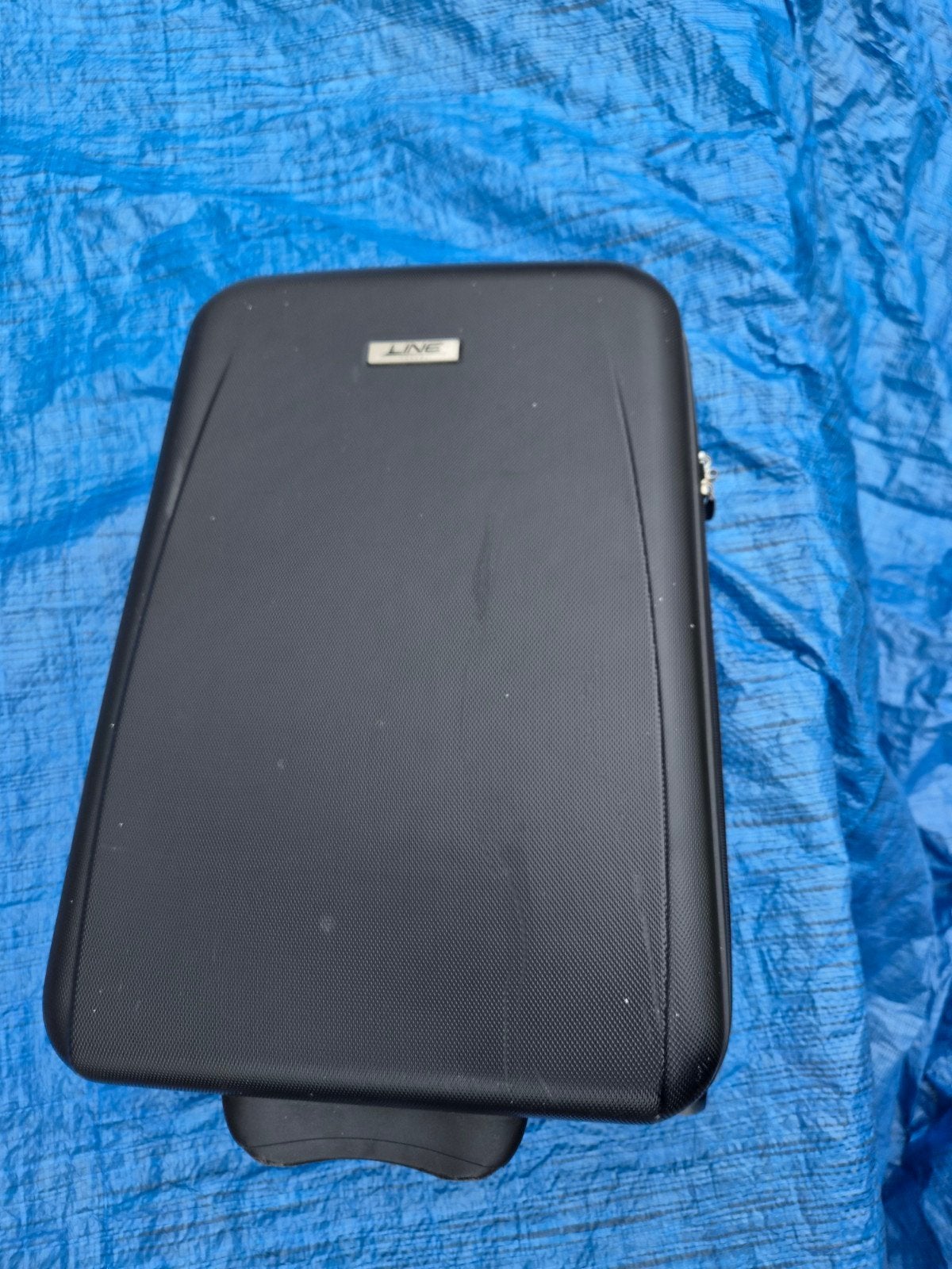 Zwarte reiskoffer met wieltjes, gebruikt, Uitschuifbare handgreep, Gebruikt, 50 tot 60 cm, Hard kunststof