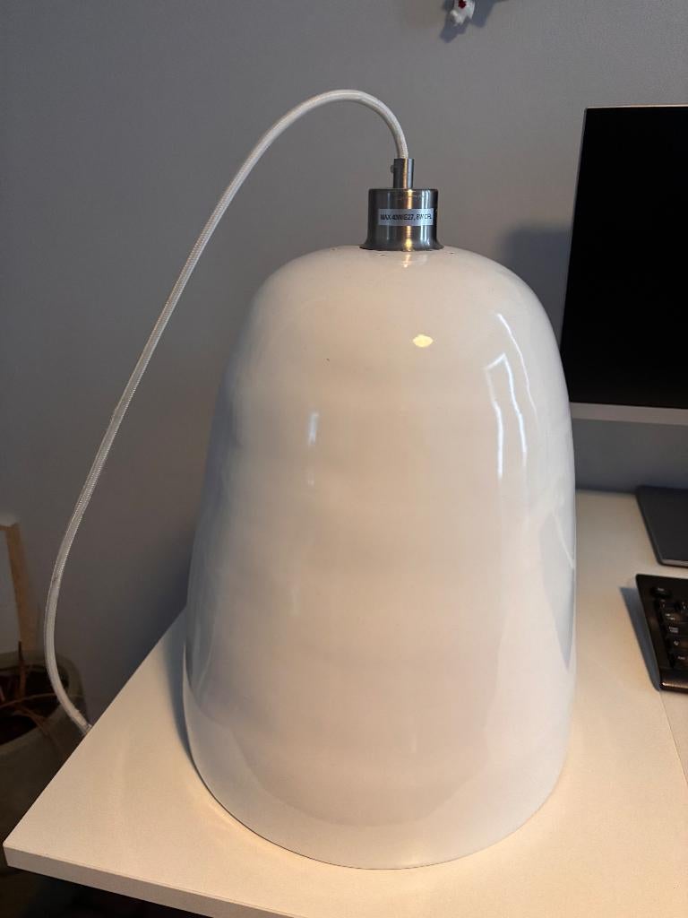 Twee mooie witte eettafellampen binnenkant bamboe, Ophalen, Gebruikt, Overige materialen