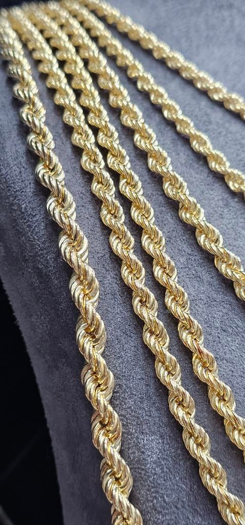925 Zilver Vergulden Rope Chains 70cm / 5.7mm, Ophalen of Verzenden, Nieuw, Zilver, Zilver
