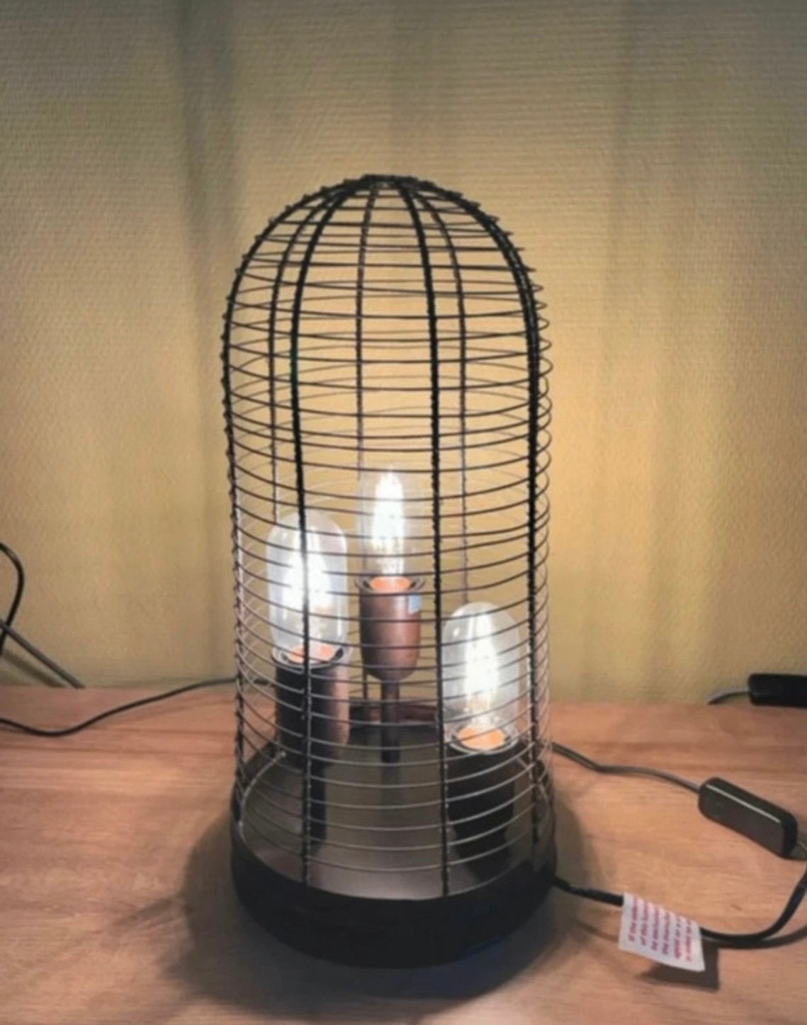 Draadkooi tafellamp, Ophalen of Verzenden, Zo goed als nieuw, Industrieel
