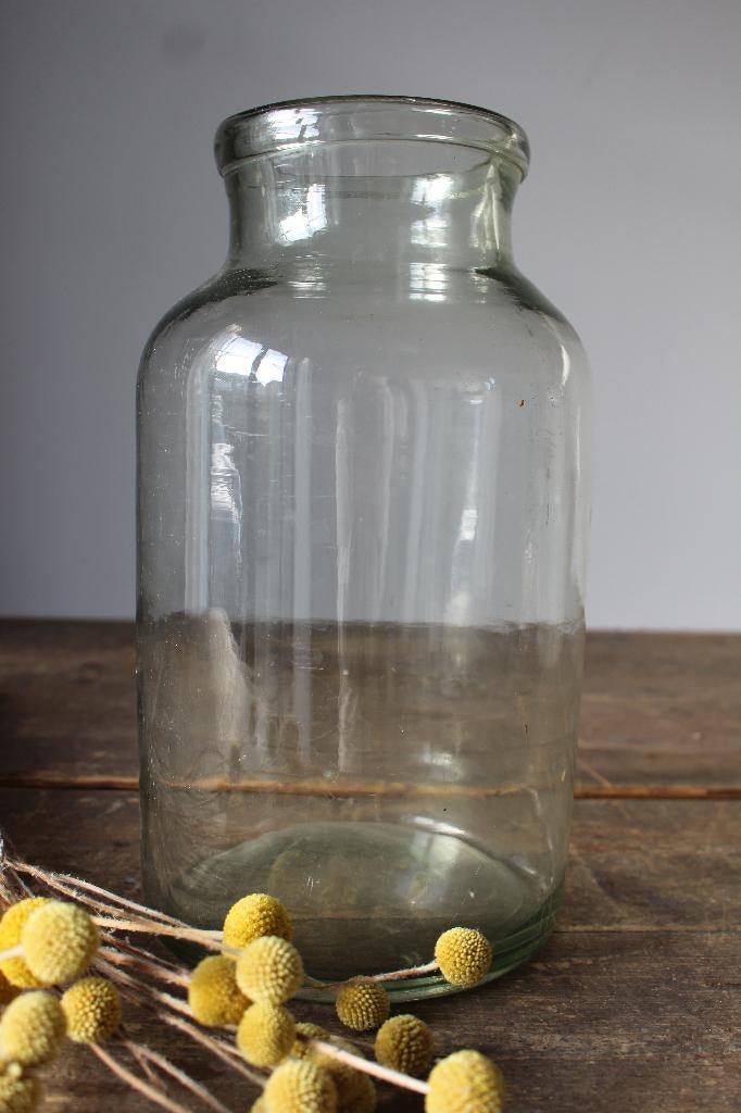 Oude brocante glazen pot / vaas Nr.1 *Pronck & Praal*, Ophalen of Verzenden