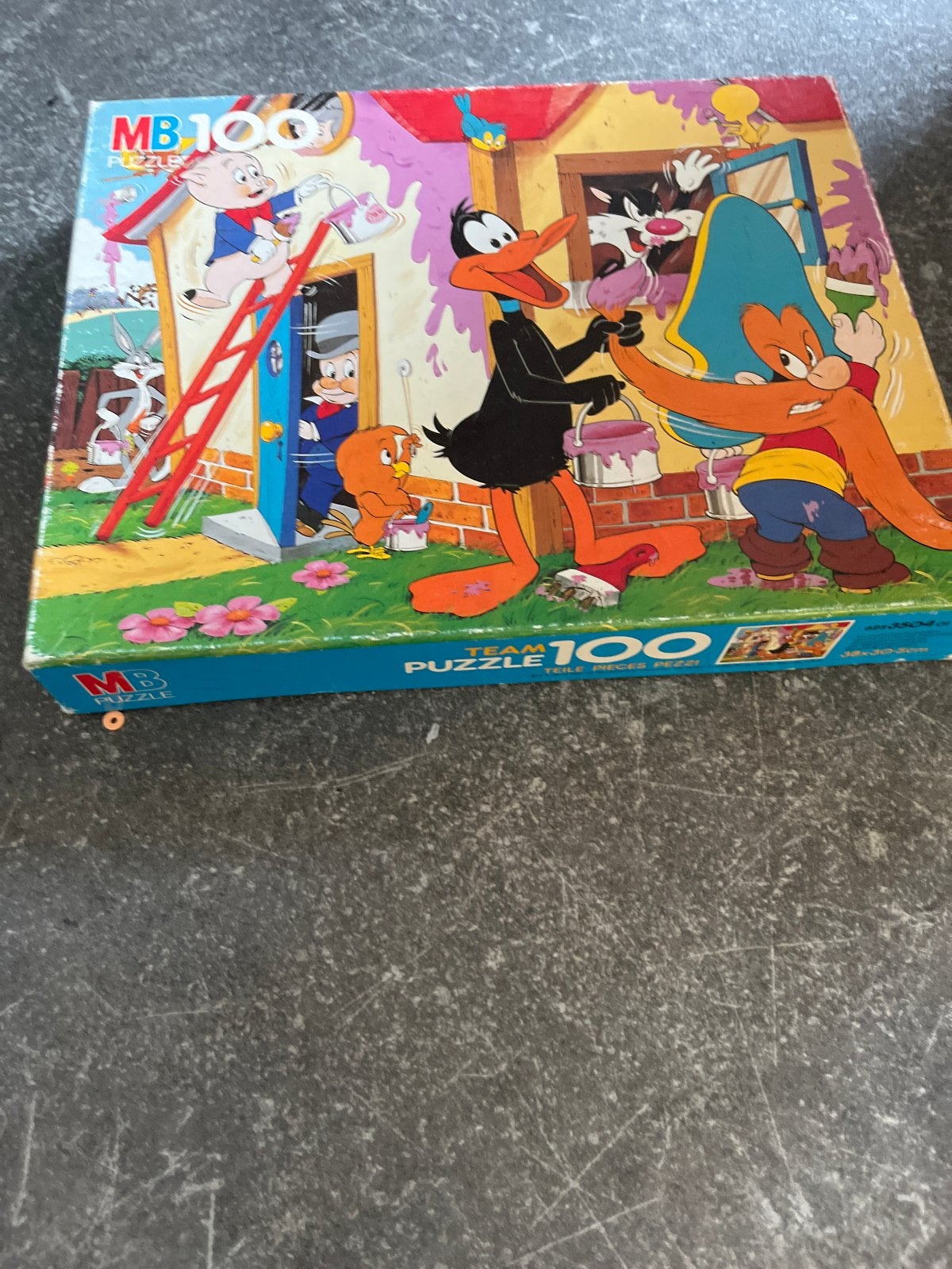 MB Looney Tunes Legpuzzel 100 stukjes, Ophalen, Minder dan 500 stukjes, Gebruikt, Legpuzzel