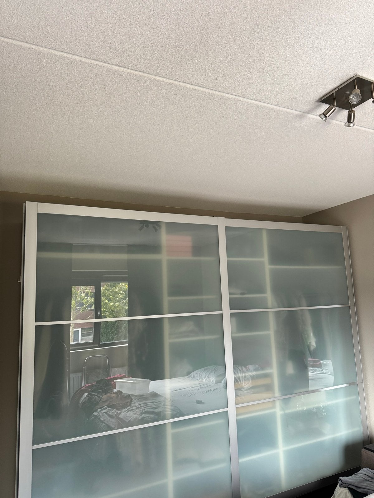 IKEA PAX kledingkast met matglazen schuifdeuren 300 cm, Ophalen, Gebruikt, 200 cm of meer, Glas