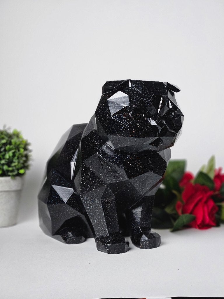 Geometrische Schotse Kat XL (26 cm) – Cosmic Black Glitter, Huis en Inrichting, Ophalen of Verzenden, Nieuw