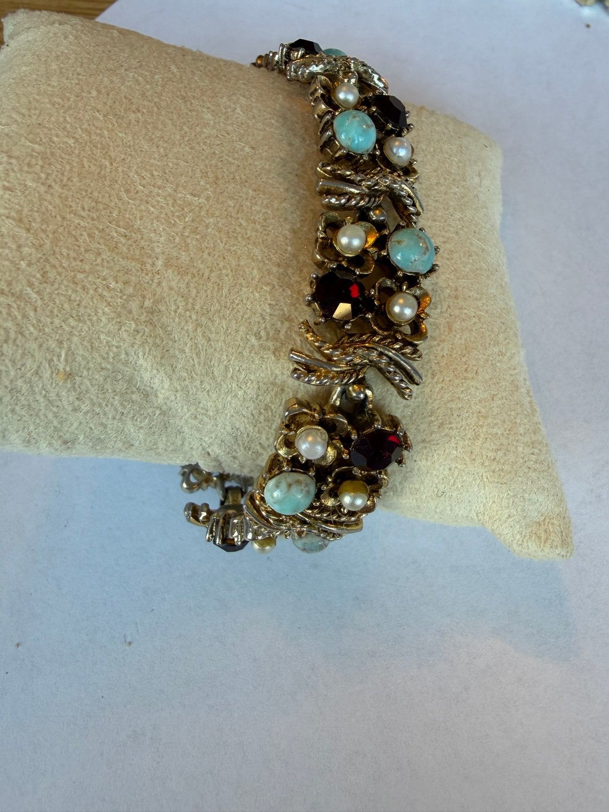 Vintage Armband met Edelstenen - Uniek Erfstuk, Overige materialen, Gebruikt, Overige kleuren, Ophalen of Verzenden