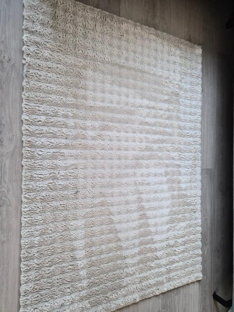 Comfortabel Crème Vloerkleed, Ophalen, Modern, Comfortabel, 100 tot 150 cm, Crème