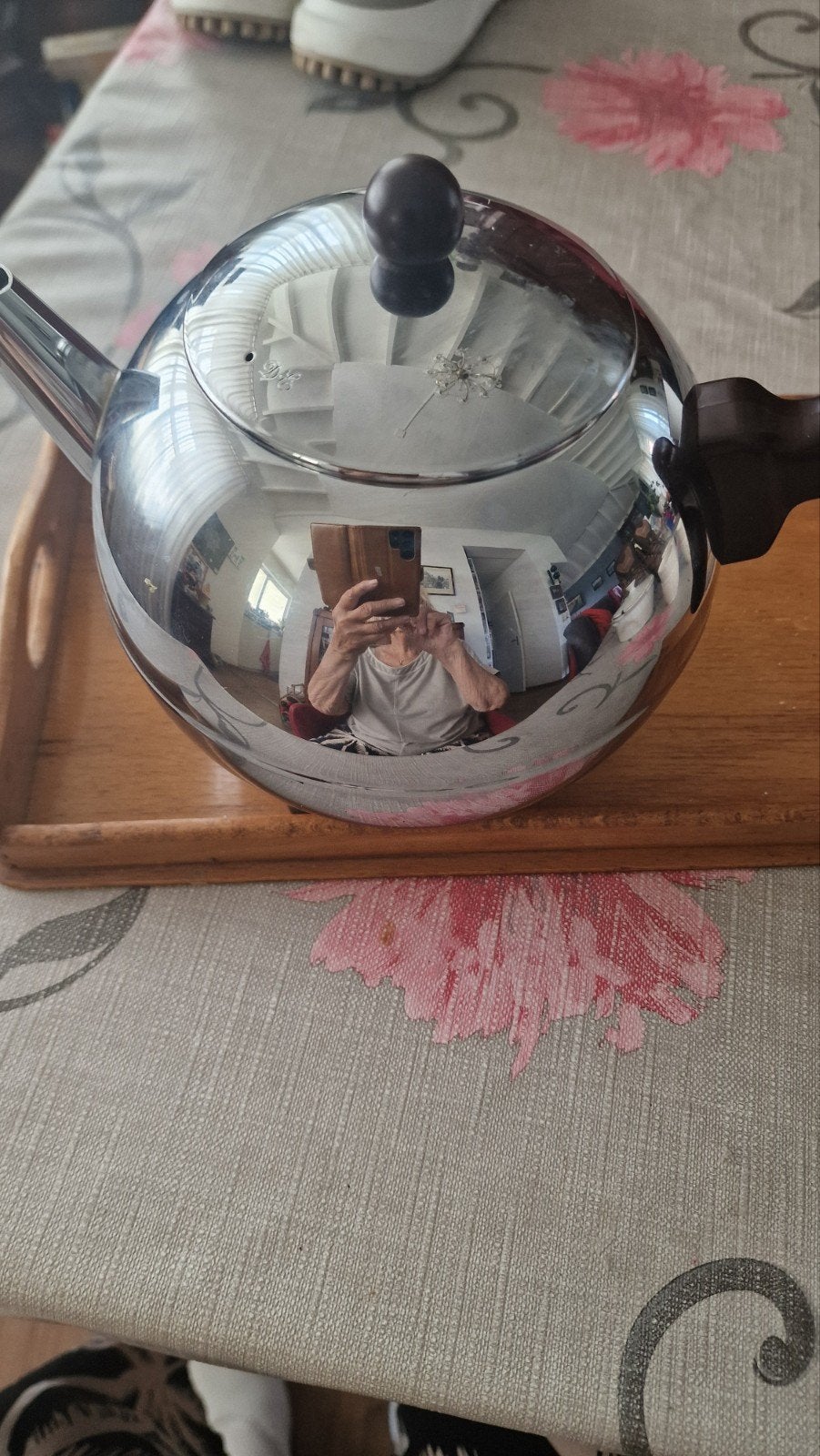 Dubbelwandige Theepot Bredemeijer Hilversum, Theepot/fluitketel, Gebruikt, Bredemeijer, Zilver