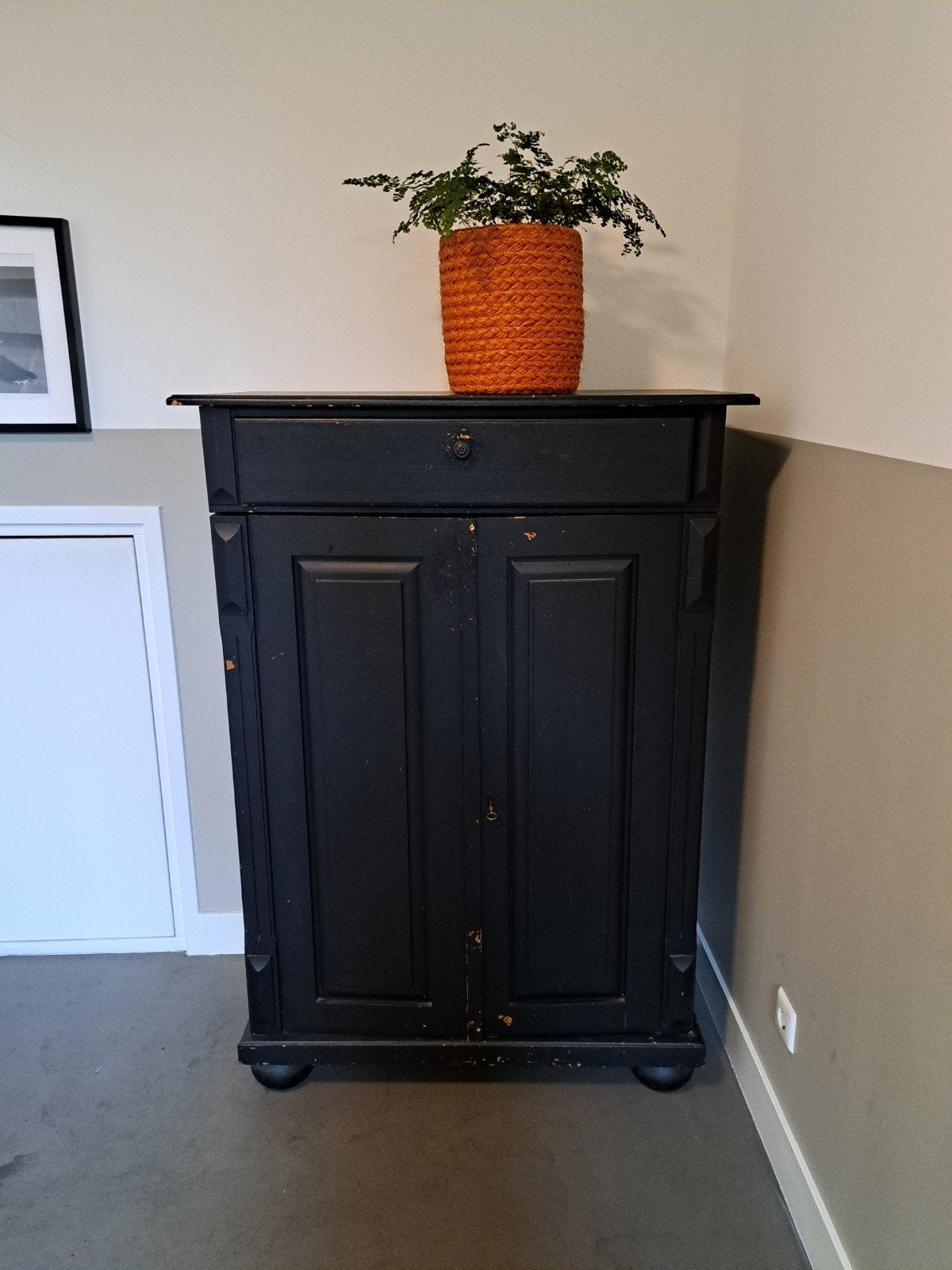brocante Grenen kast zwart 140 x 97 x 50, Ophalen, Gebruikt, 70 tot 120 cm, 120 tot 170 cm