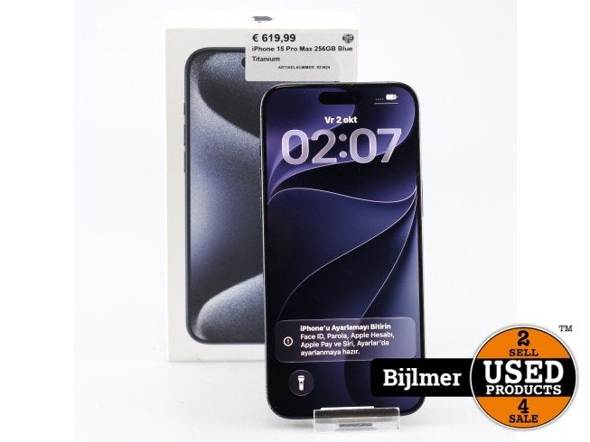 iPhone 15 Pro Max 256GB Blue Titanium, Apple, Zo goed als nieuw, Support@apple.com, One Apple Park Way
Cupertino, CA 95014
United States