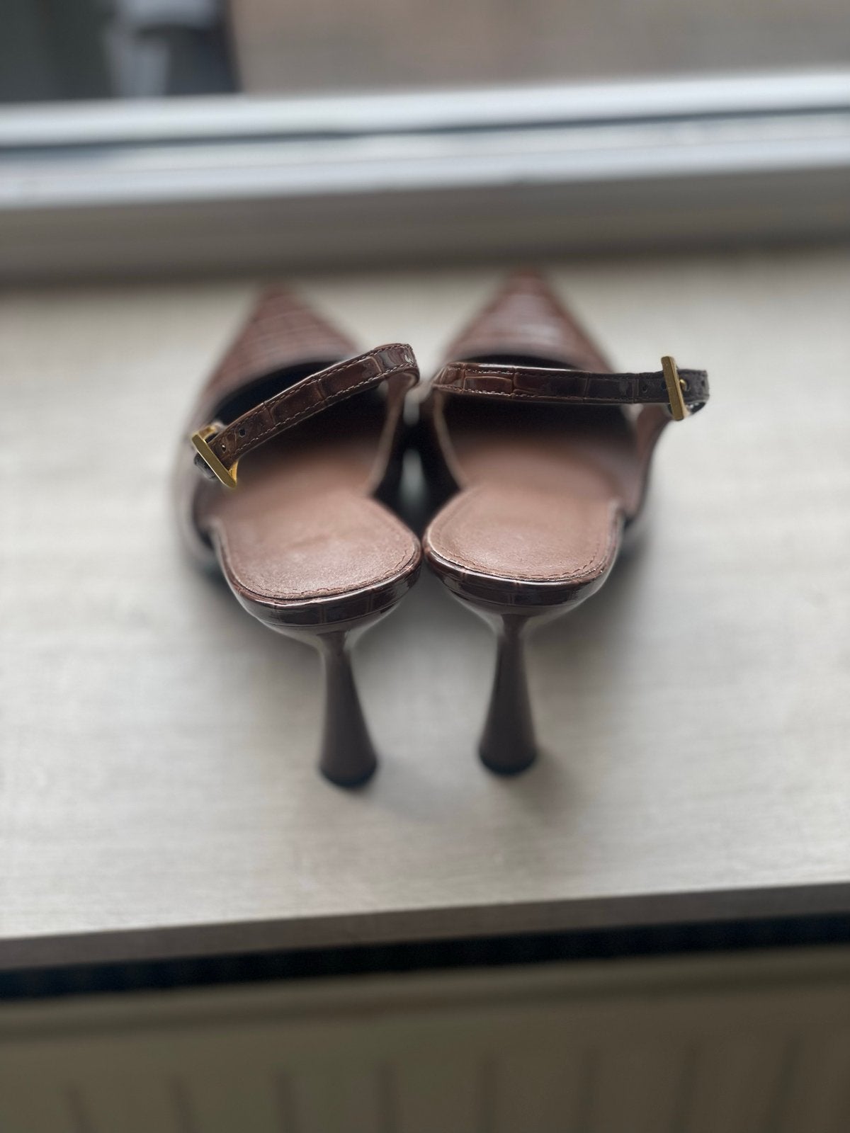 Nieuwe bruine lak pumps met krokodillenprint, Ophalen, Nieuw, Bruin, Pumps