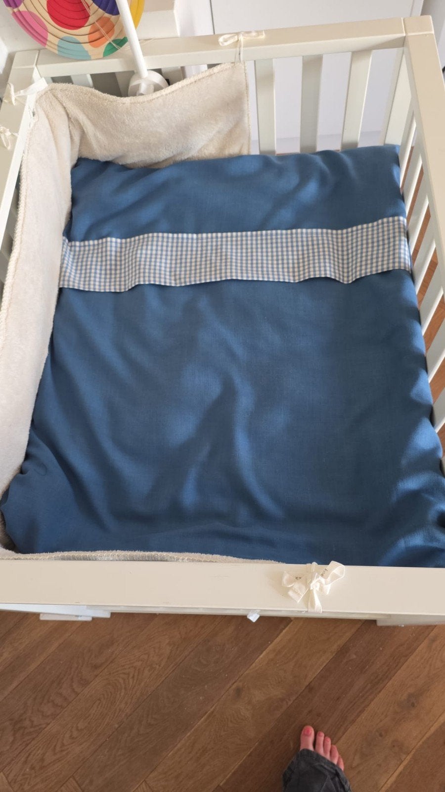 Koeka box/bed bumper/omrander, - beige/licht blauw, Jongetje of Meisje, Ophalen of Verzenden, Zo goed als nieuw, Koeka