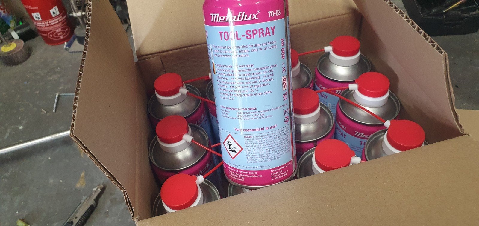 Metaflux Snijolie boor olie Toolspray spuitbussen 12 stuks, Ophalen of Verzenden, Nieuw