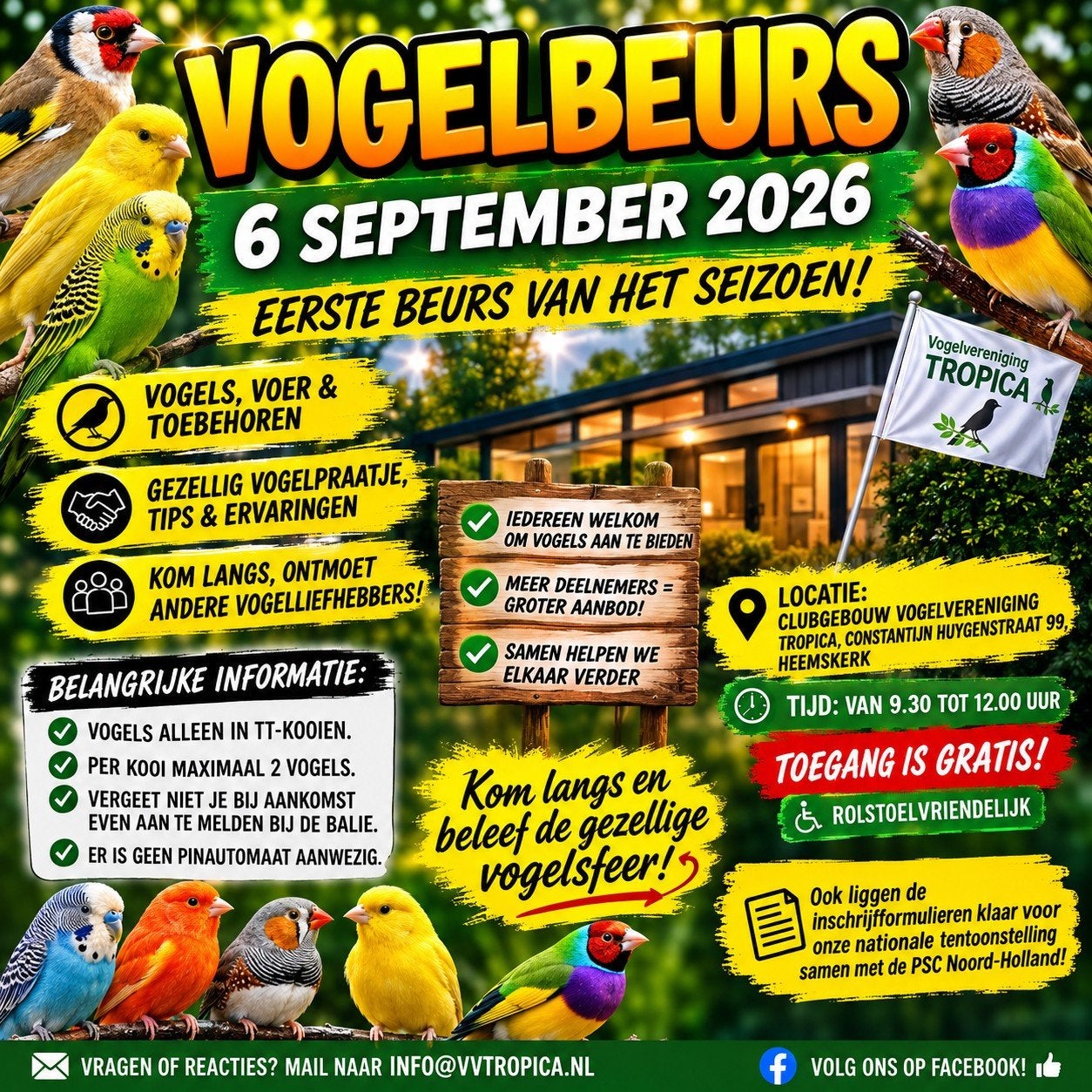 Vogel Beurs vv Tropica Heemskerk 6 September, Dieren en Toebehoren, Meerdere dieren, Geringd