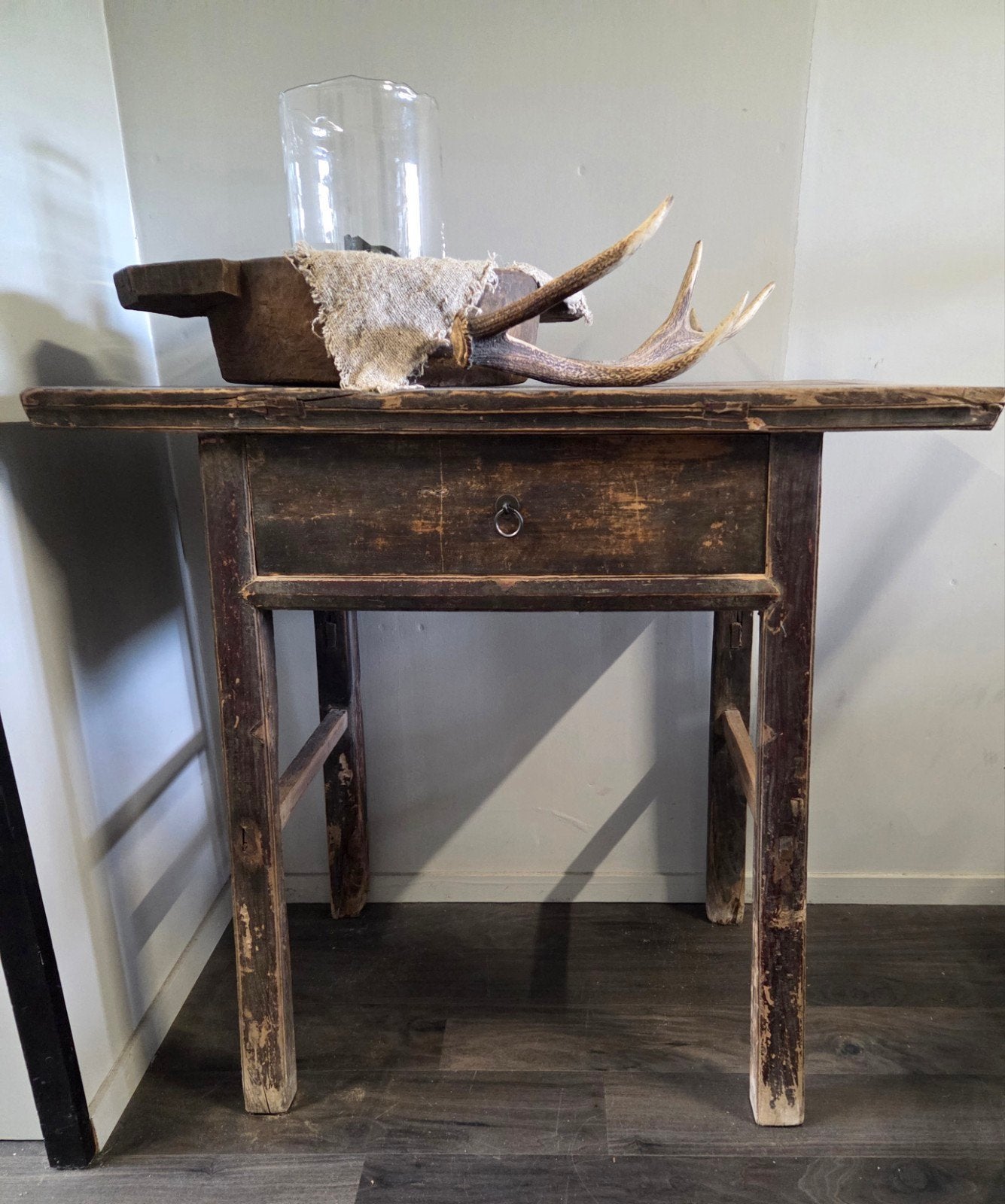 oud houten tafel, Huis en Inrichting, Tafels | Sidetables, Ophalen, Gebruikt, Hoffz, Overige houtsoorten