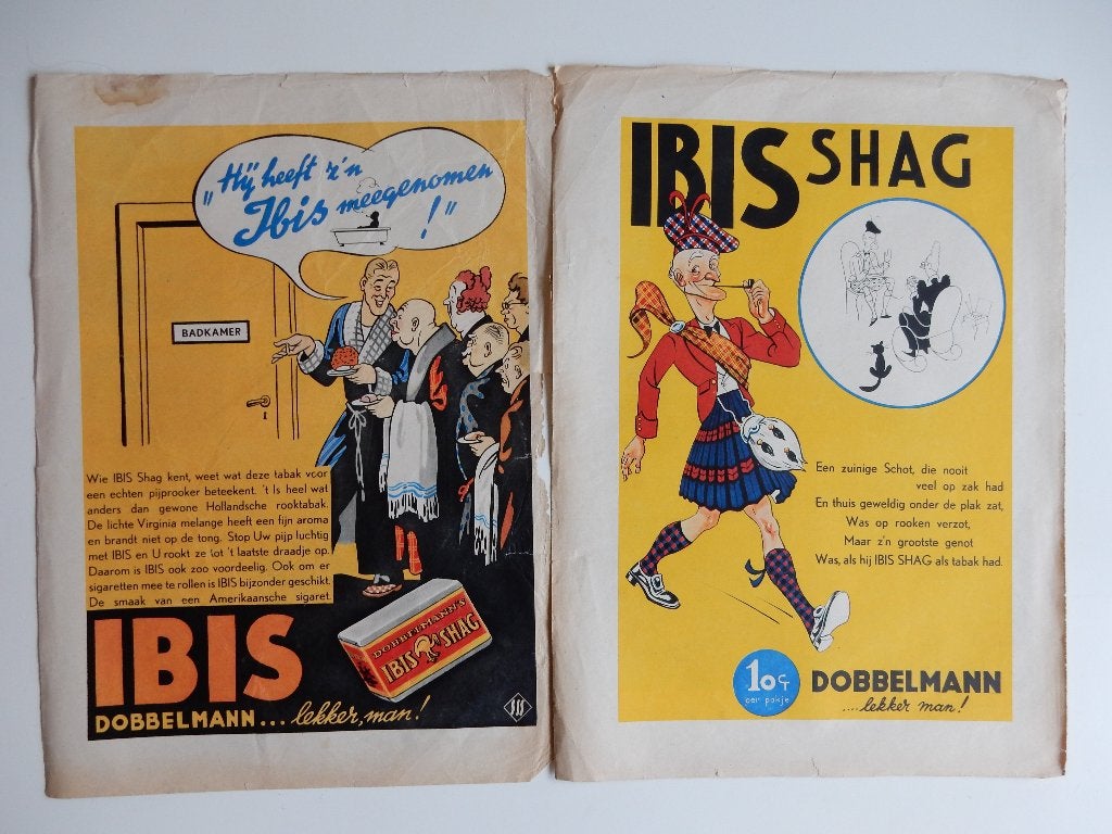 Ibis Dobbelmann shag reclame uit tijdschriften 1937/38., Ophalen of Verzenden, 1920 tot 1940, Nederland, Knipsel(s)