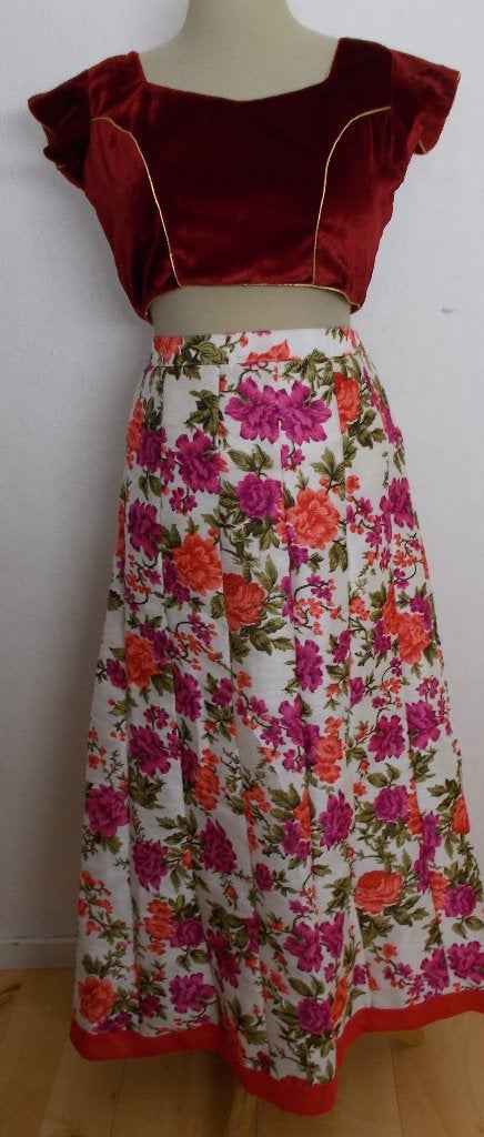 Bohemian bloemen print rok + crop top van Nour Couture! 36, Zo goed als nieuw, Maat 36 (S), Onder de knie, Meerkleurig