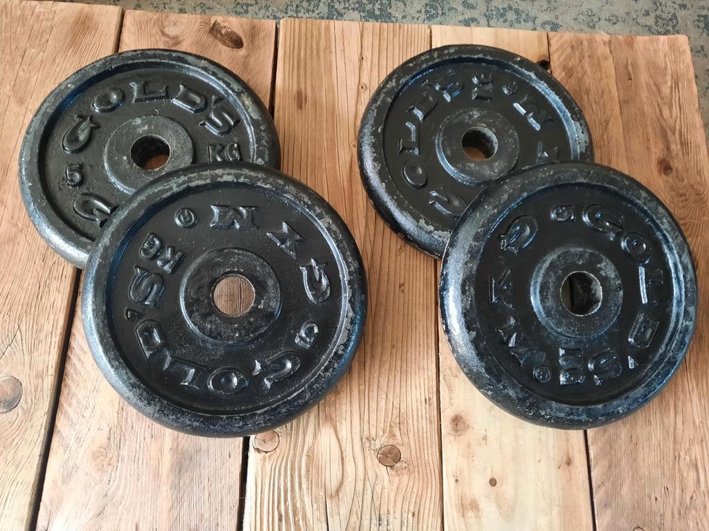 Halterschijven 4x5 Kg, Sport en Fitness, Fitnessmaterialen, Ophalen, Gebruikt, Benen, Halterschijven