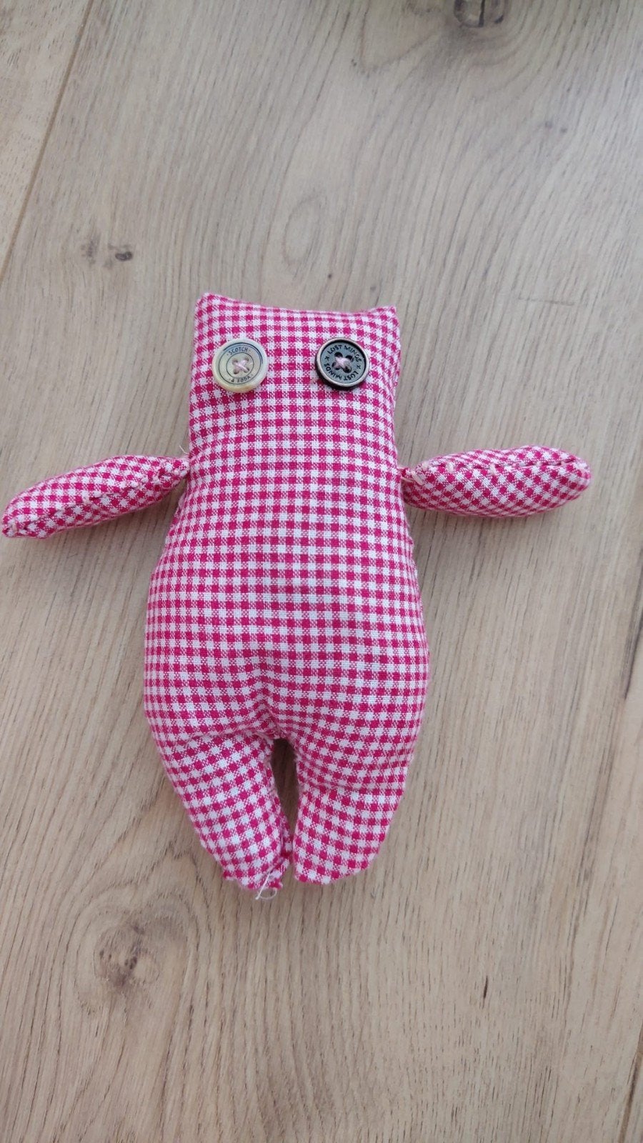 Handgemaakte roze geruite knuffel, Overige merken, Overige typen, Ophalen of Verzenden, Zo goed als nieuw