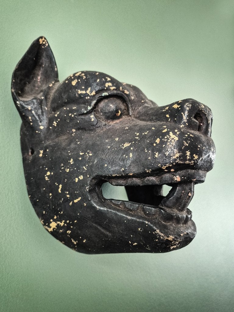 Dansmasker Hond, Antiek en Kunst, 24 cm, Geschilderd, Masker, Tibet