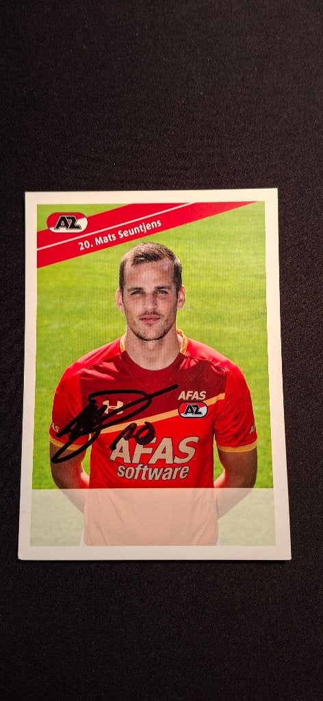 Spelerskaart met handtekening; Mats Seuntjens # AZ NAC, Ophalen of Verzenden, Nieuw, AZ, Spelerskaart