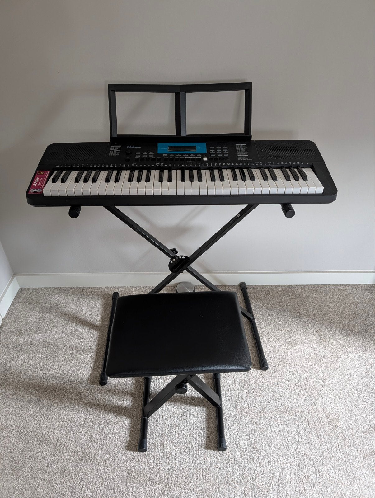 Elektronisch keyboard ST-211 met standaard, kruk en boeken, 61 toetsen, Zo goed als nieuw, Aanslaggevoelig, Ophalen