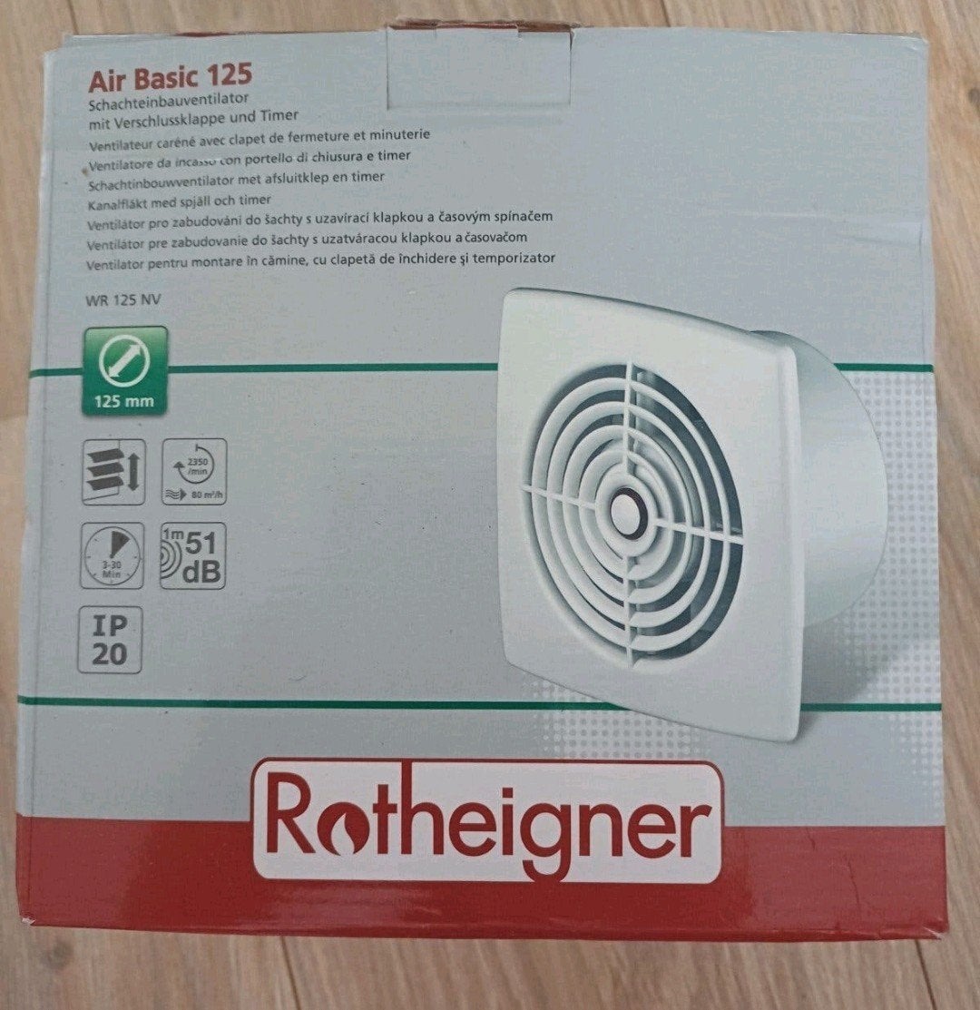 Rotheigner Air Basic 125 Ventilator met Timer, Witgoed en Apparatuur, Ophalen of Verzenden, Nieuw