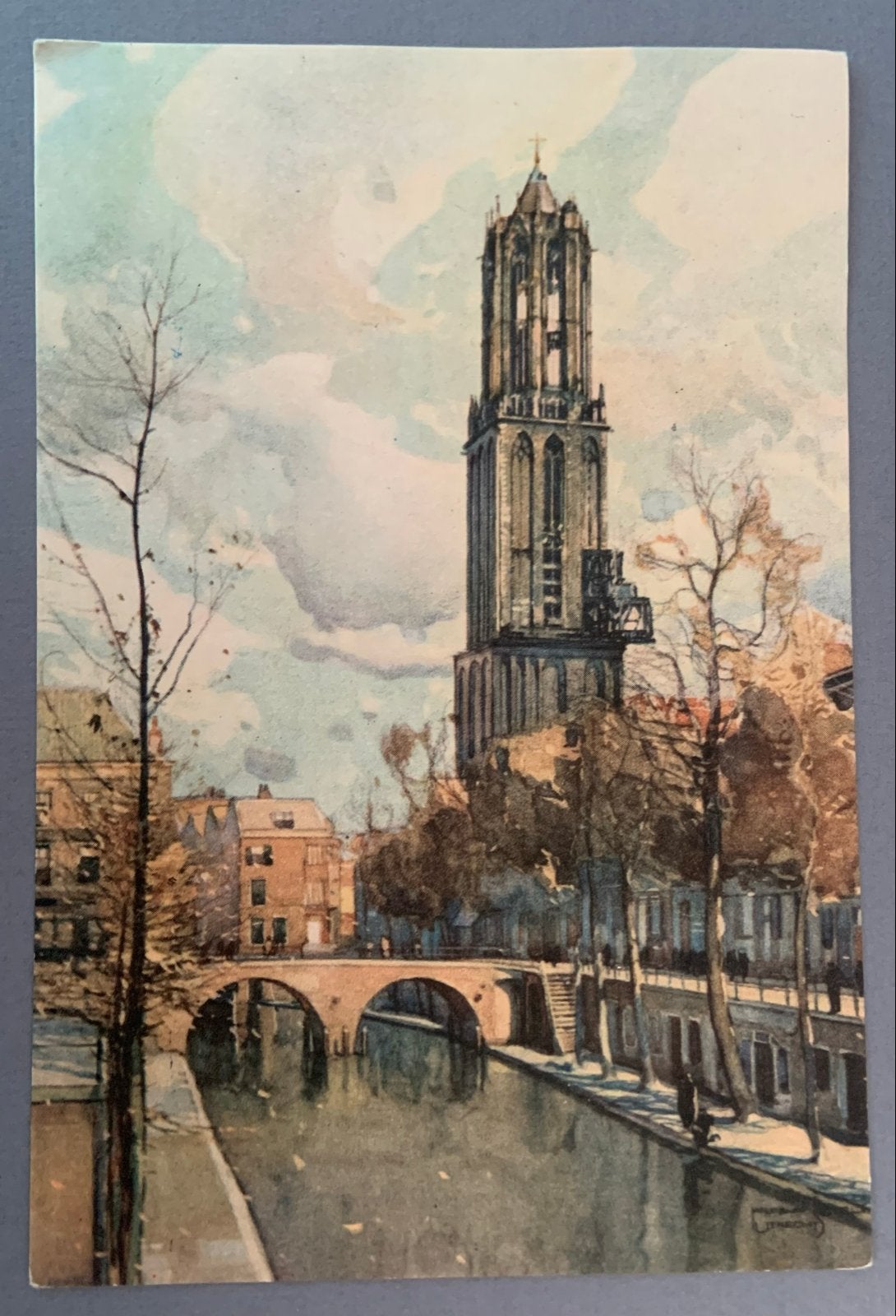 Utrecht Domtoren J. Setelik aquarel, Ophalen of Verzenden, Voor 1920, Ongelopen, Utrecht