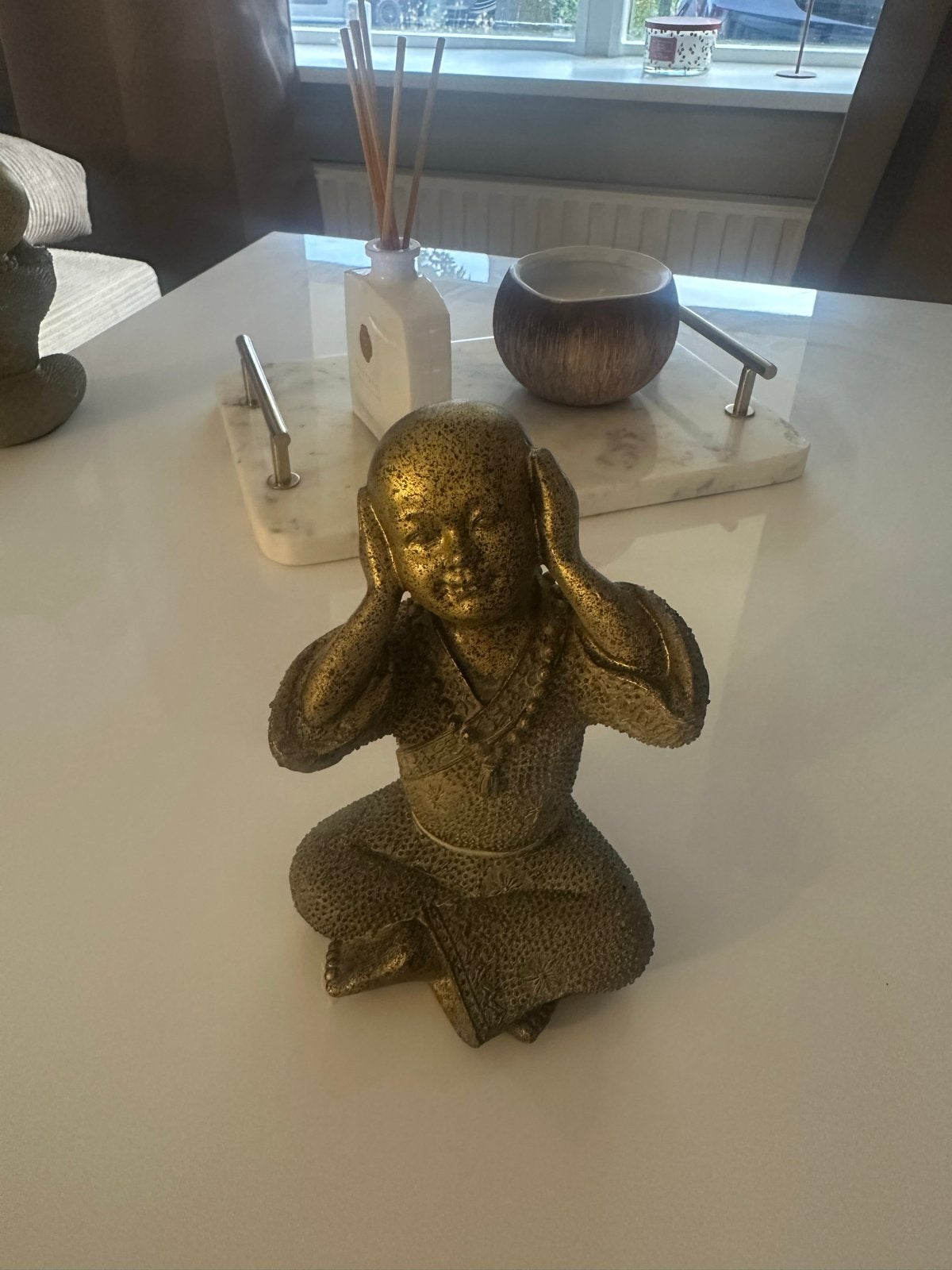 Shaolin Monnik Beeld H15cm - Horen, Antiek en Kunst, Minder dan 20 cm, Ophalen of Verzenden, Handgemaakt, Beeld