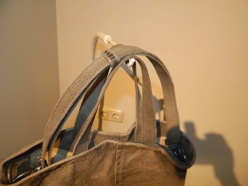 Shabbies leren ruime schouder tas merklabels band, Verzenden, Gebruikt, Grijs, Schoudertasje